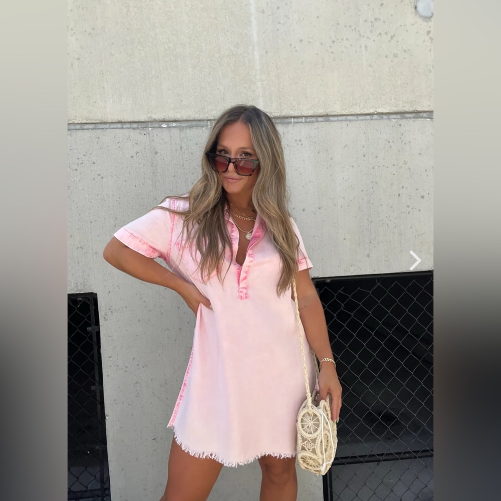 Chic By Ally B - HAPPY ENDINGS TENCEL SHIRT DRESS PINK